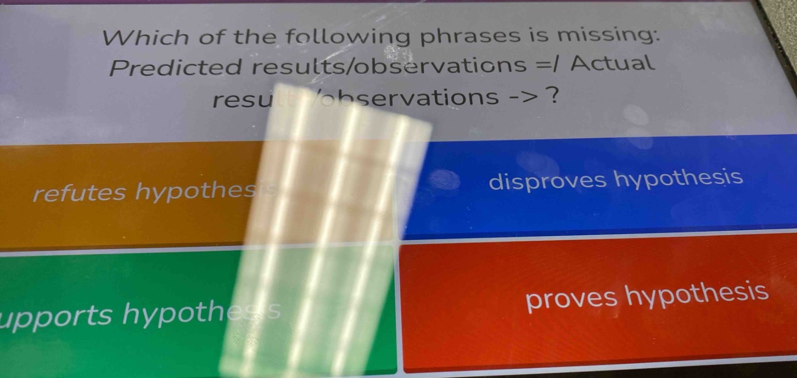 which of the following phrases is missing: predicted results/observatio…