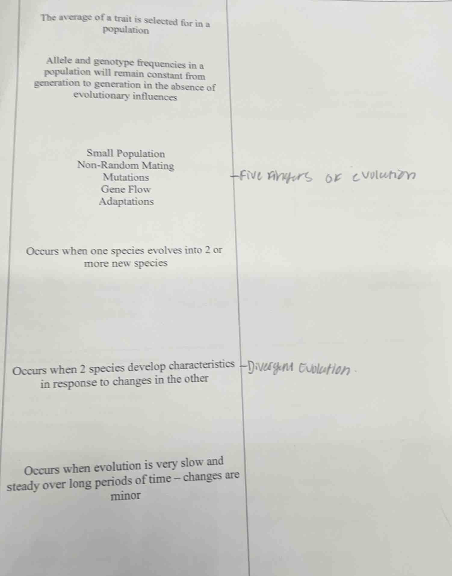 the average of a trait is selected for in a population allele and genot…