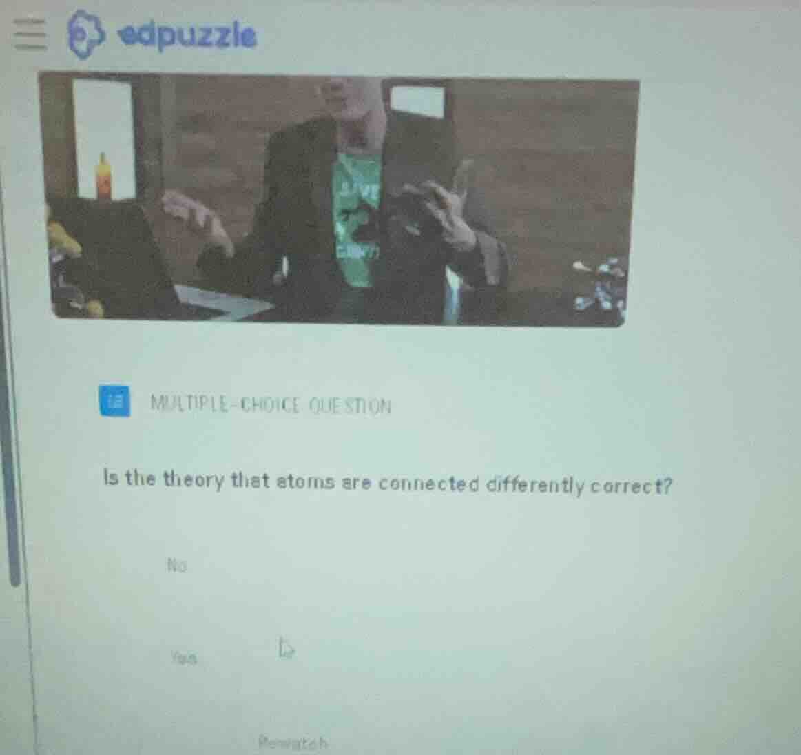 multiple-choice question is the theory that atoms are connected differe…