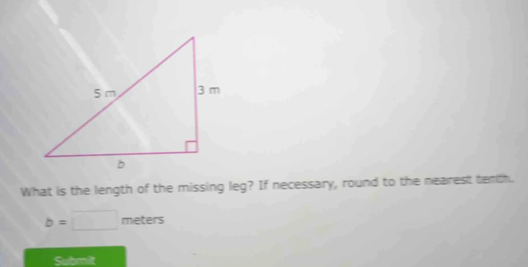 what is the length of the missing leg? if necessary, round to the neare…