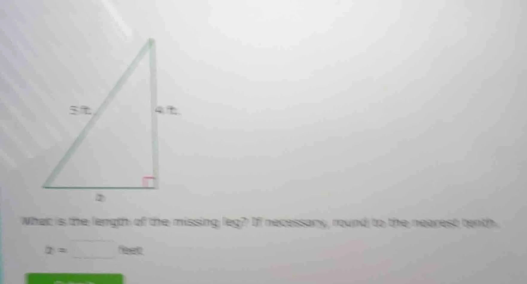 what is the length of the missing leg? if necessary, round to the neare…