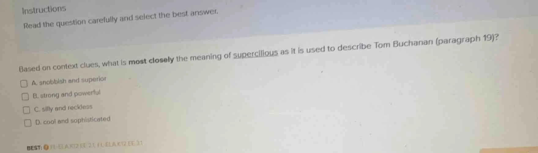 instructions read the question carefully and select the best answer. ba…