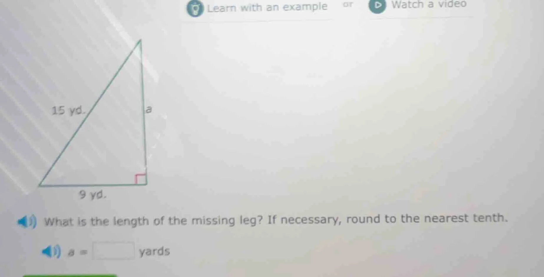 what is the length of the missing leg? if necessary, round to the neare…