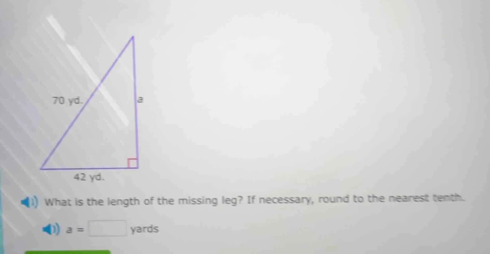 what is the length of the missing leg? if necessary, round to the neare…