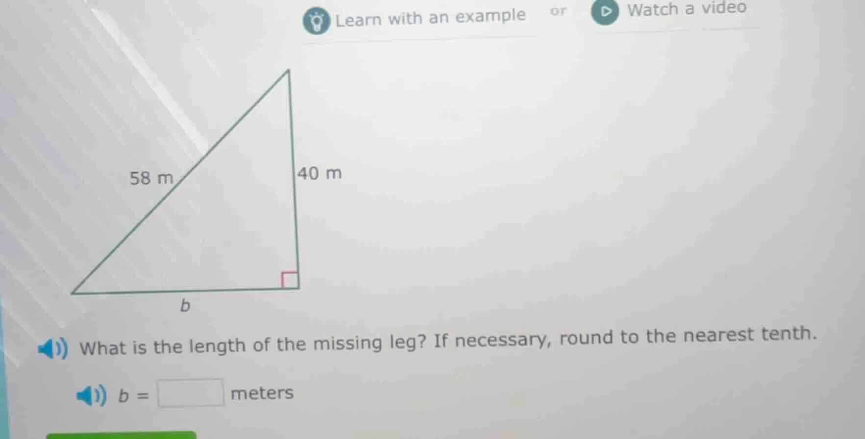 learn with an example or watch a video 58 m 40 m b what is the length o…