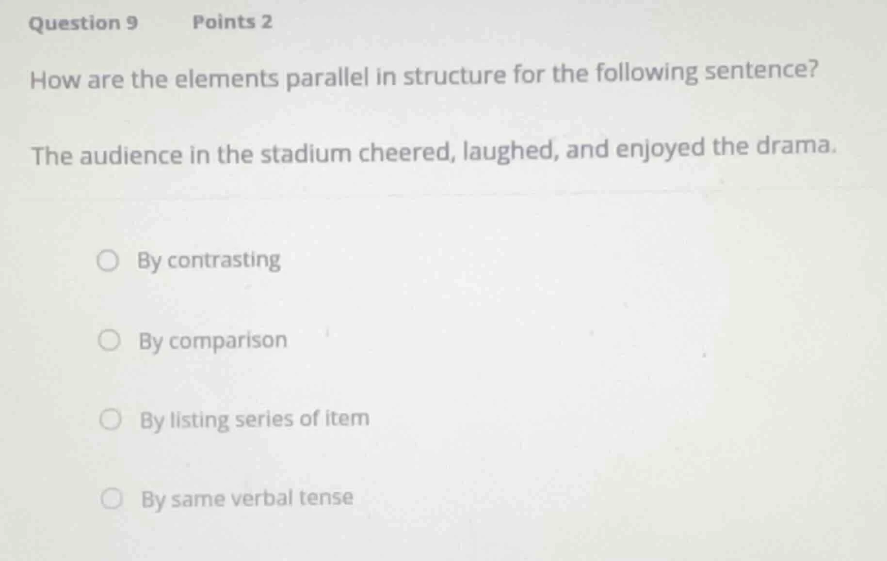 question 9 points 2 how are the elements parallel in structure for the …