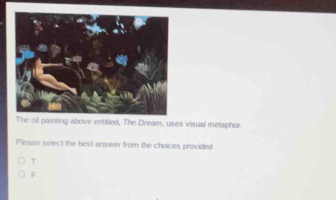 the oil painting above entitled, the dream, uses visual metaphor. pleas…