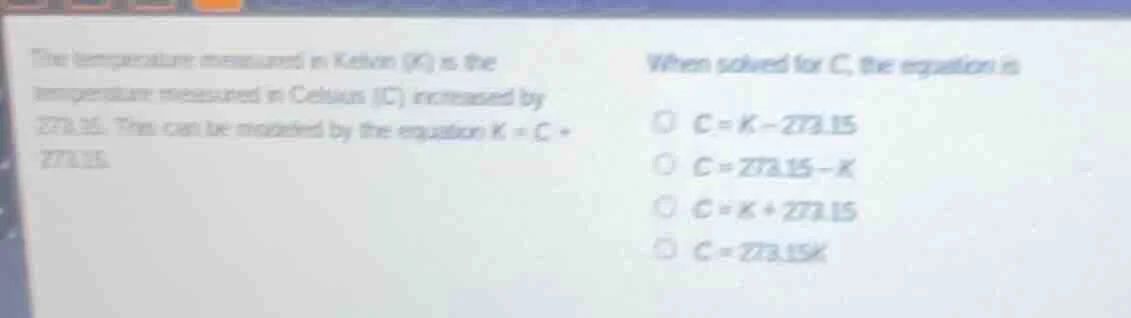 the temperature measured in kelvin (k) is the temperature measured in c…