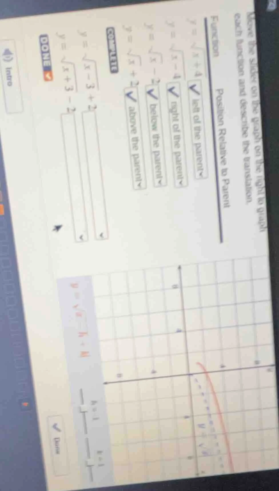 move the slider on the graph on the right to graph each function and de…