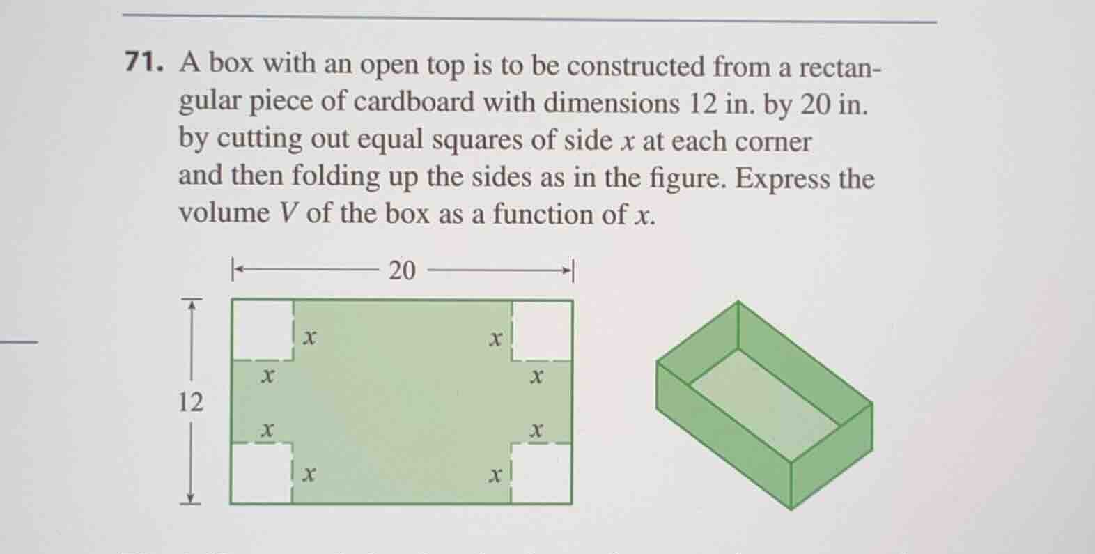 71. a box with an open top is to be constructed from a rectangular piec…