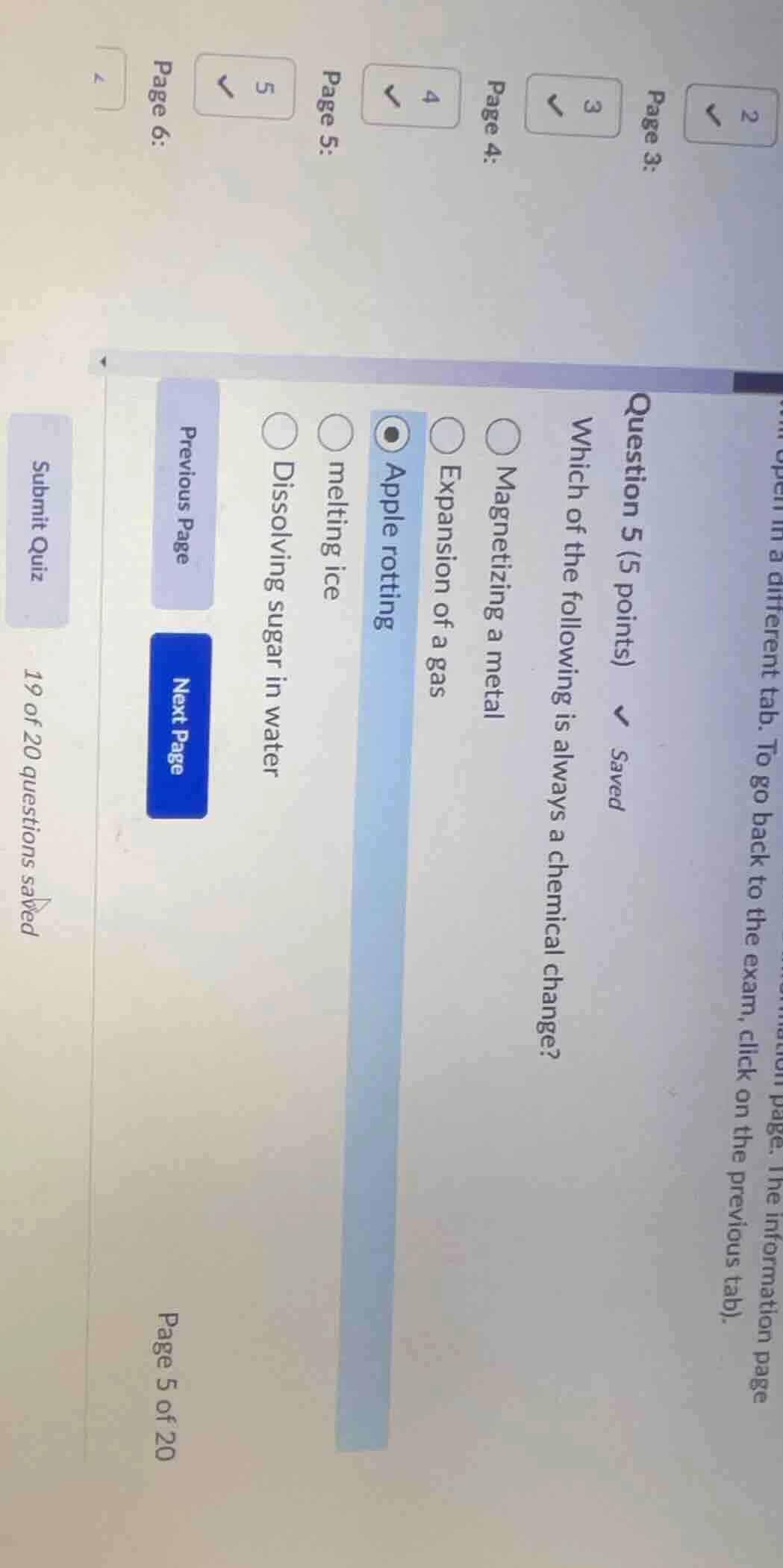 question 5 (5 points) \\ saved which of the following is always a chemi…