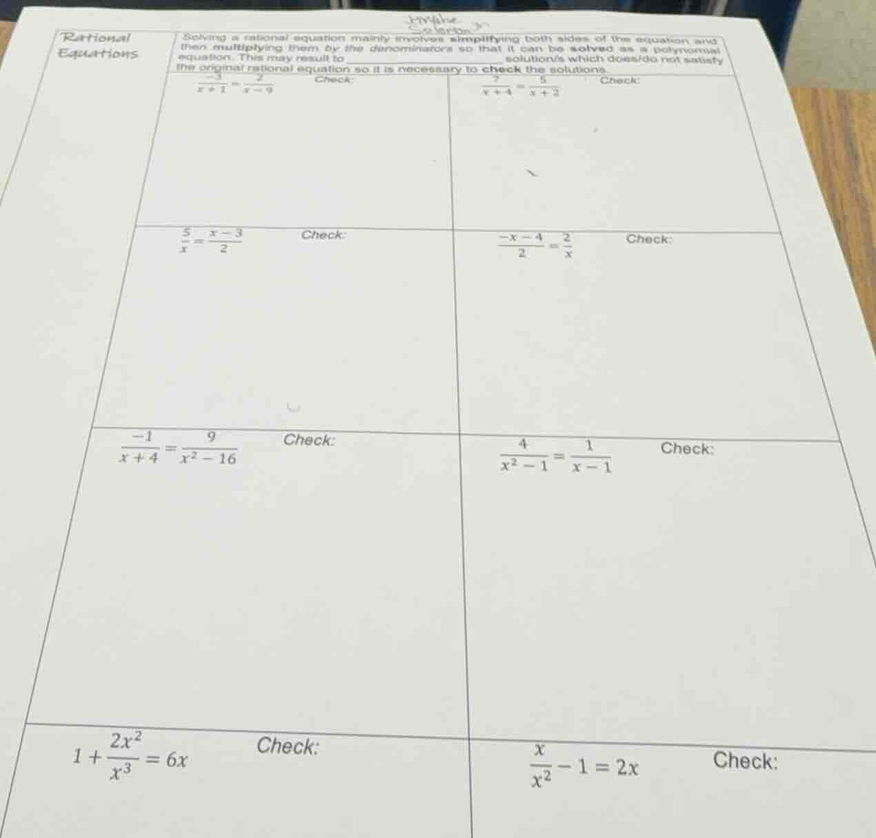 rational equations solving a rational equation mainly involves simplify…