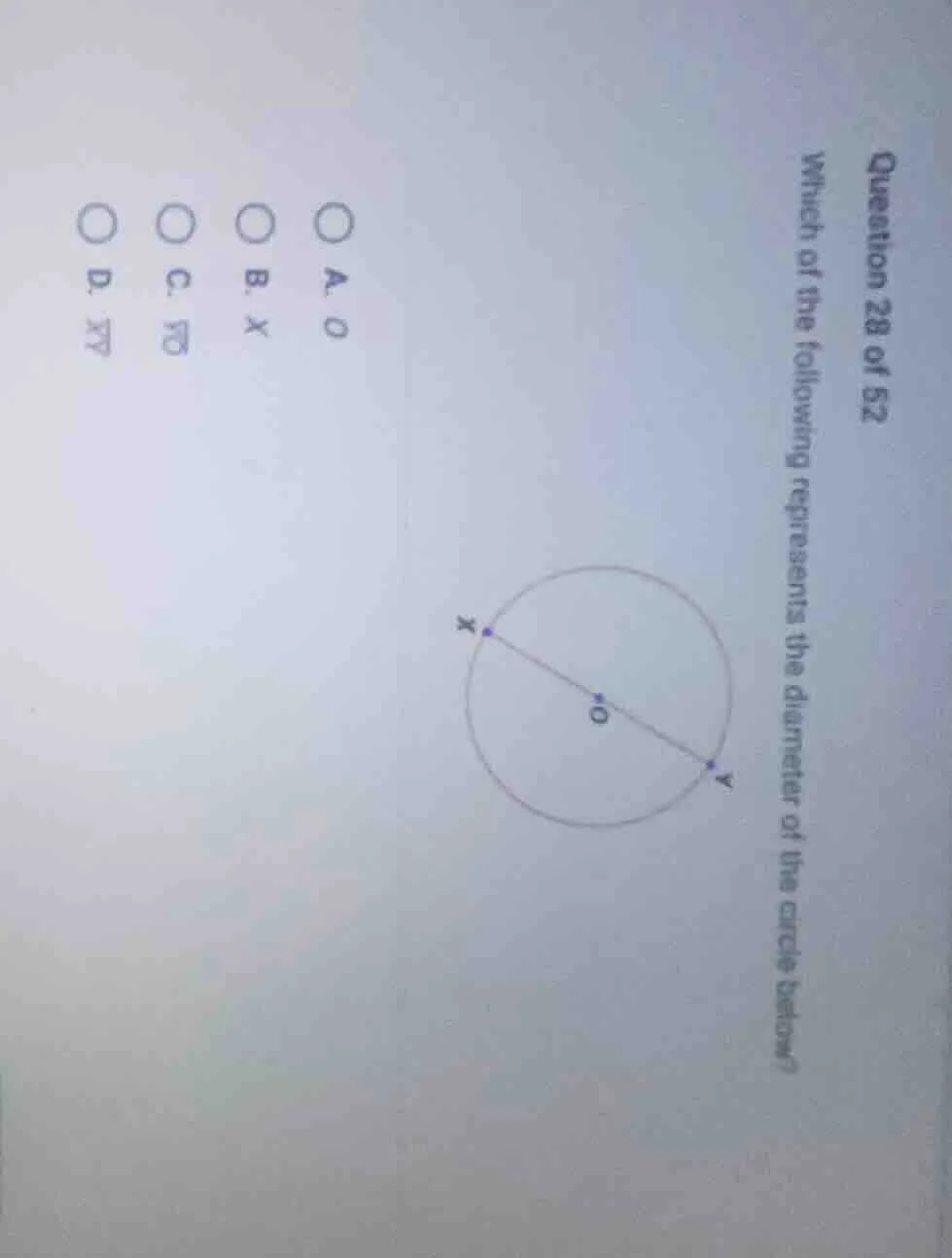 question 28 of 52 which of the following represents the diameter of the…