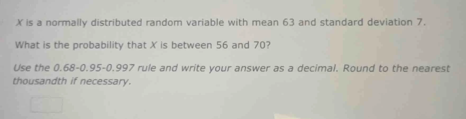 x is a normally distributed random variable with mean 63 and standard d…