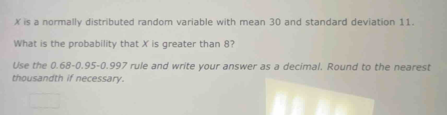 x is a normally distributed random variable with mean 30 and standard d…