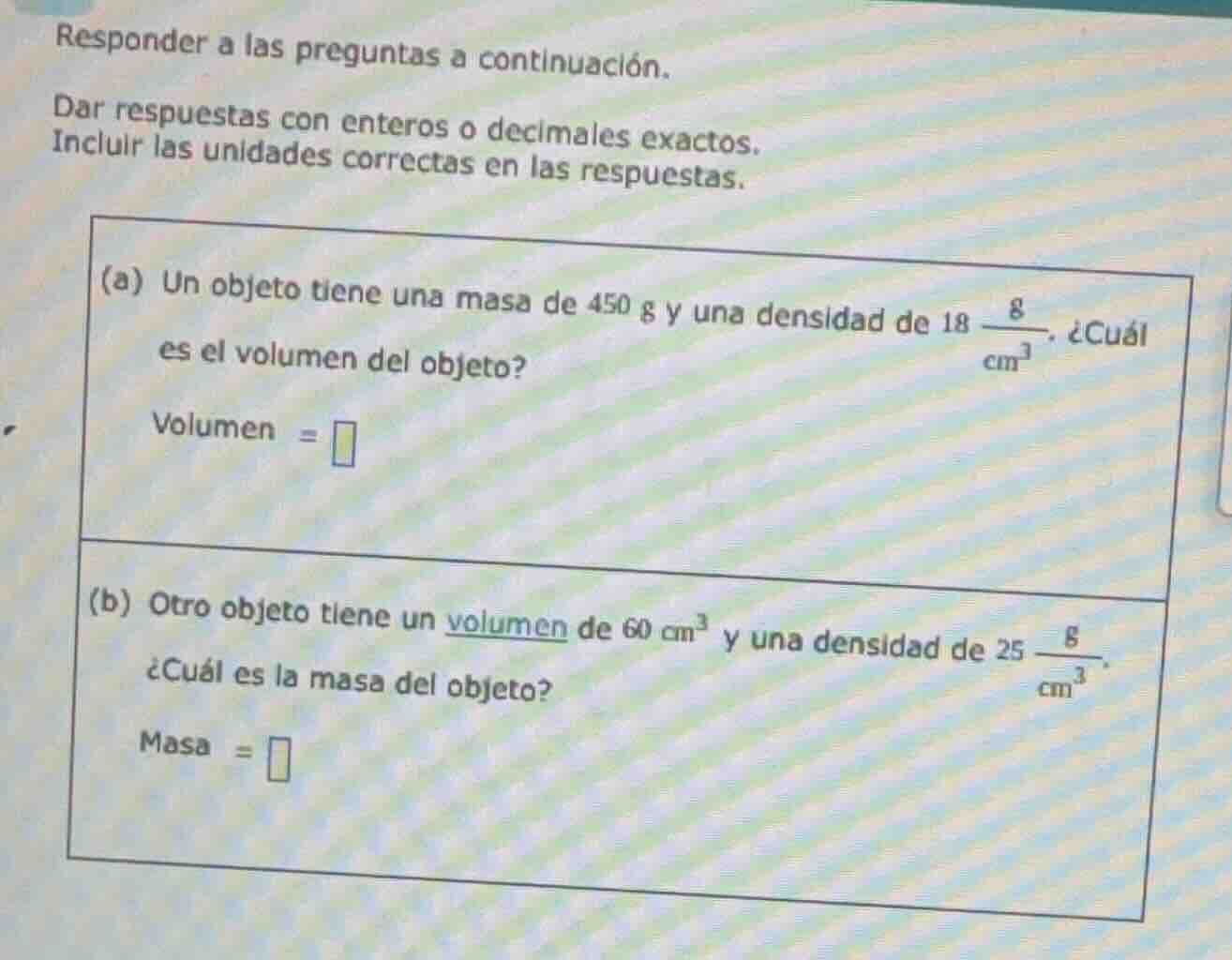responder a las preguntas a continuación. dar respuestas con enteros o …