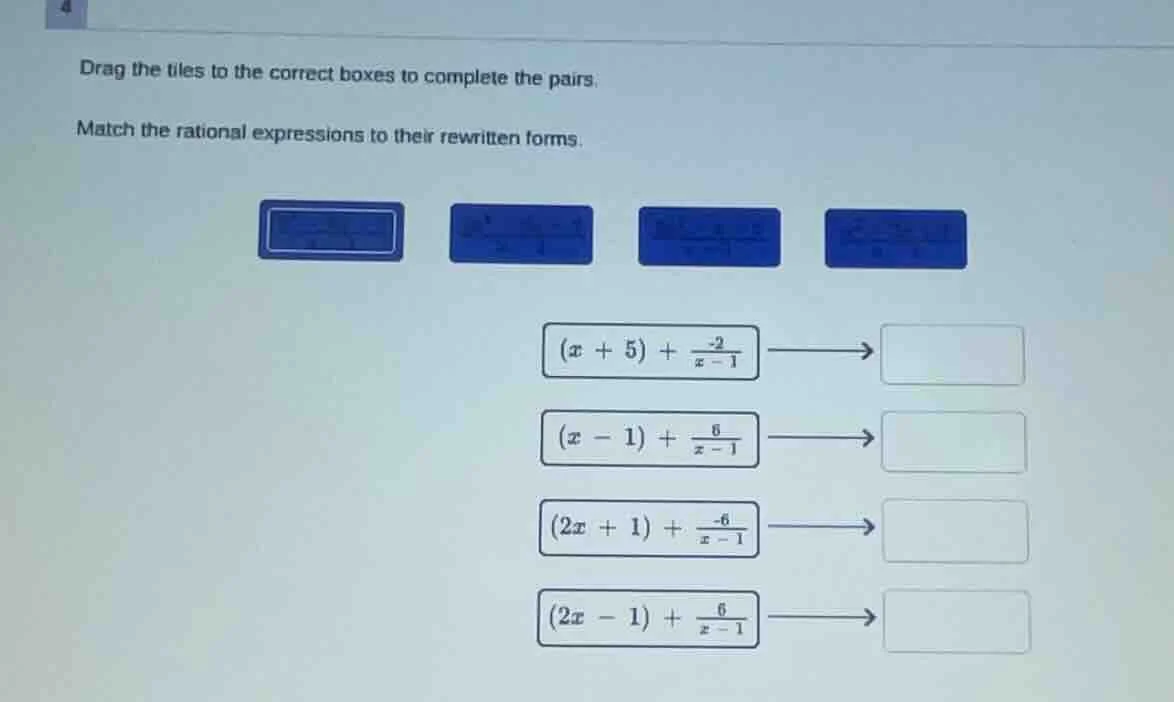 drag the tiles to the correct boxes to complete the pairs. match the ra…