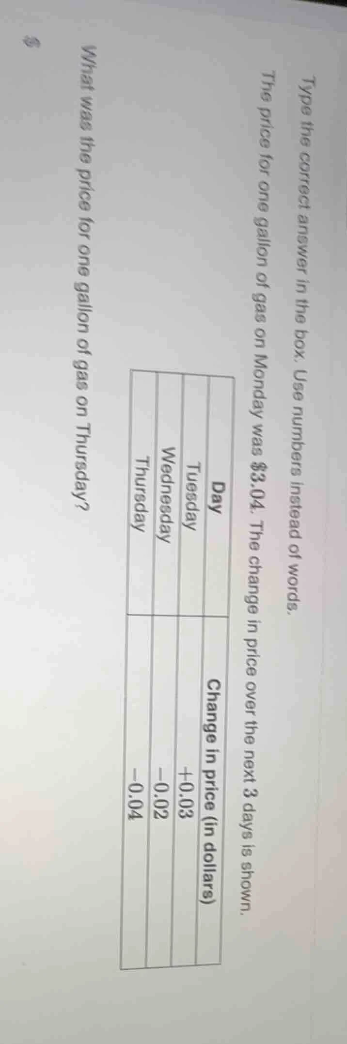 type the correct answer in the box. use numbers instead of words. the p…