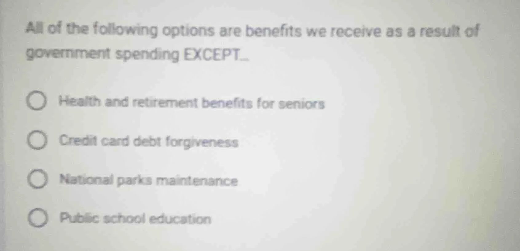 all of the following options are benefits we receive as a result of gov…