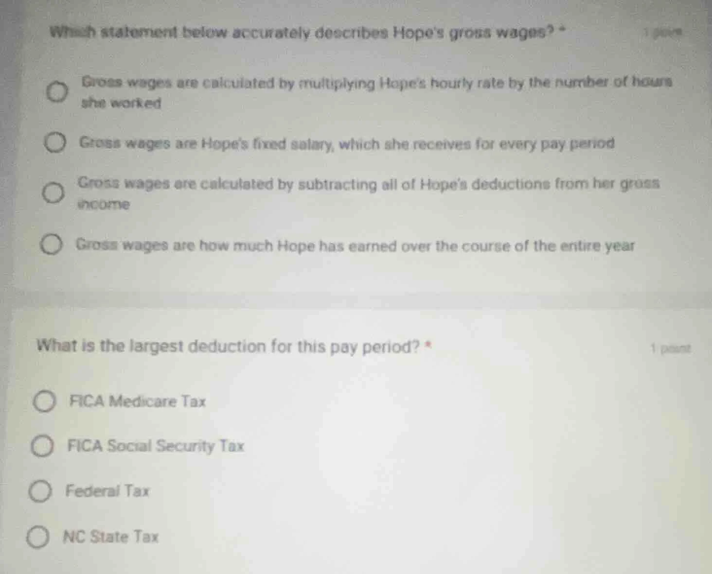 which statement below accurately describes hopes gross wages? gross wag…