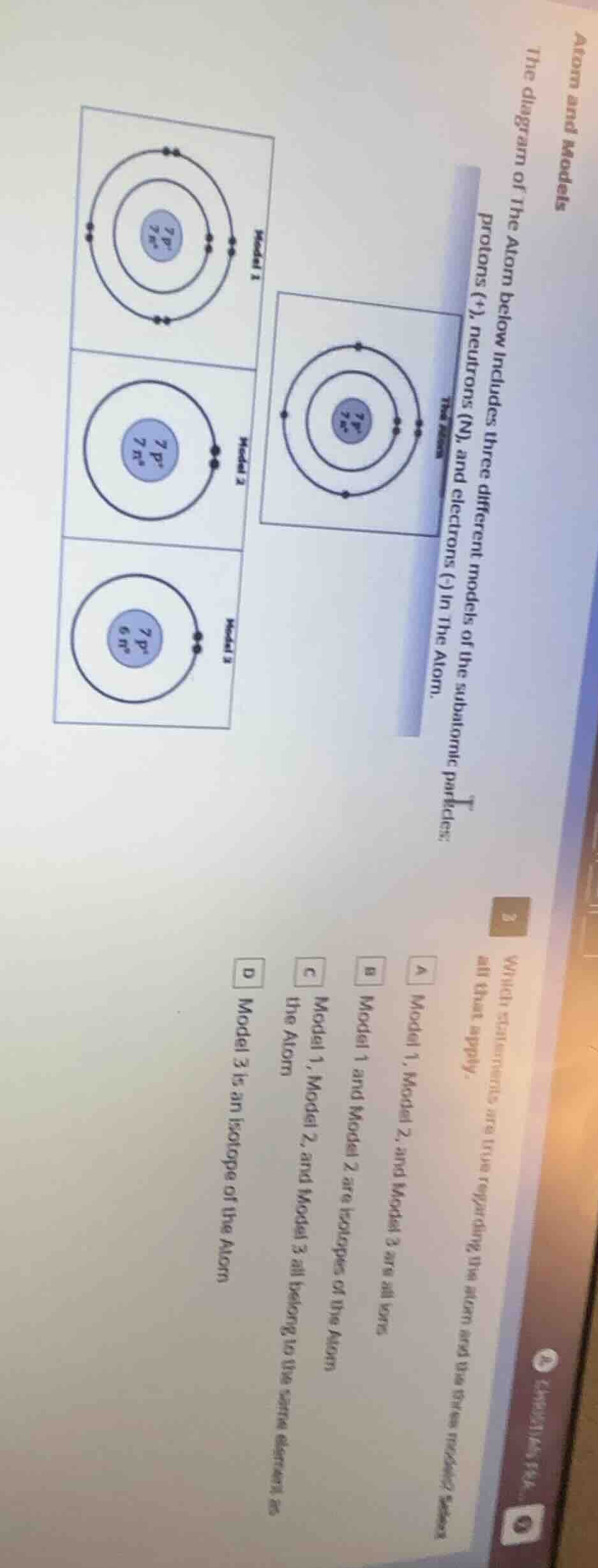 atom and models the diagram of the atom below includes three different …