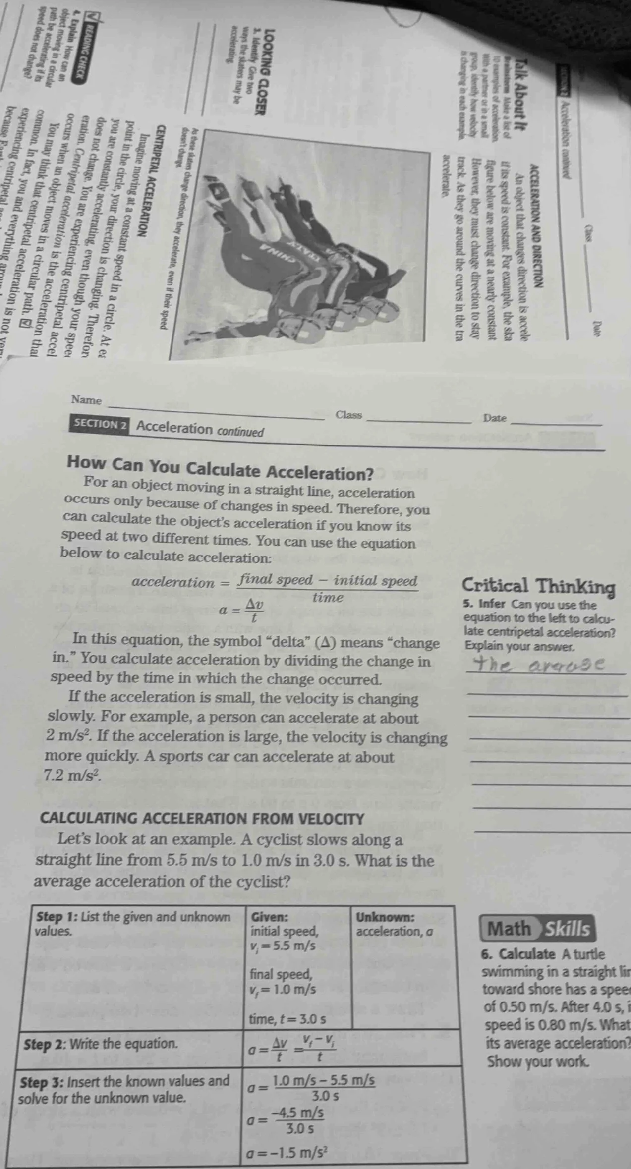 section 2 acceleration continued how can you calculate acceleration? fo…