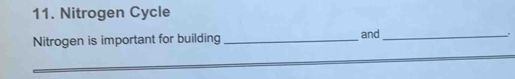 11. nitrogen cycle nitrogen is important for building ________________ …