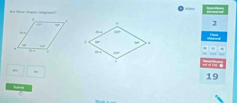 are these shapes congruent? yes no submit