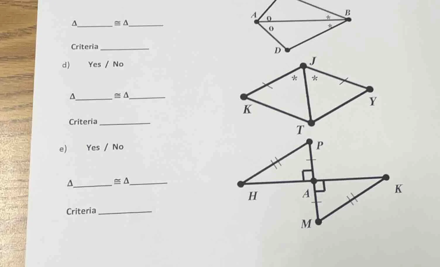 δ______ ≅ δ______ criteria _______ d) yes / no δ______ ≅ δ______ criter…