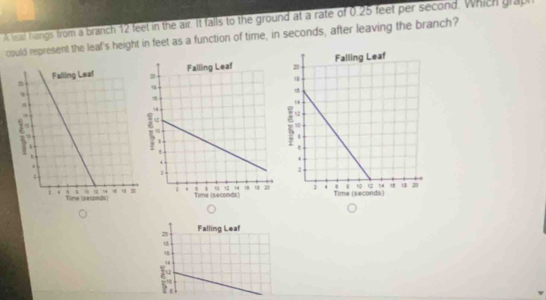 a leaf hangs from a branch 12 feet in the air. it falls to the ground a…