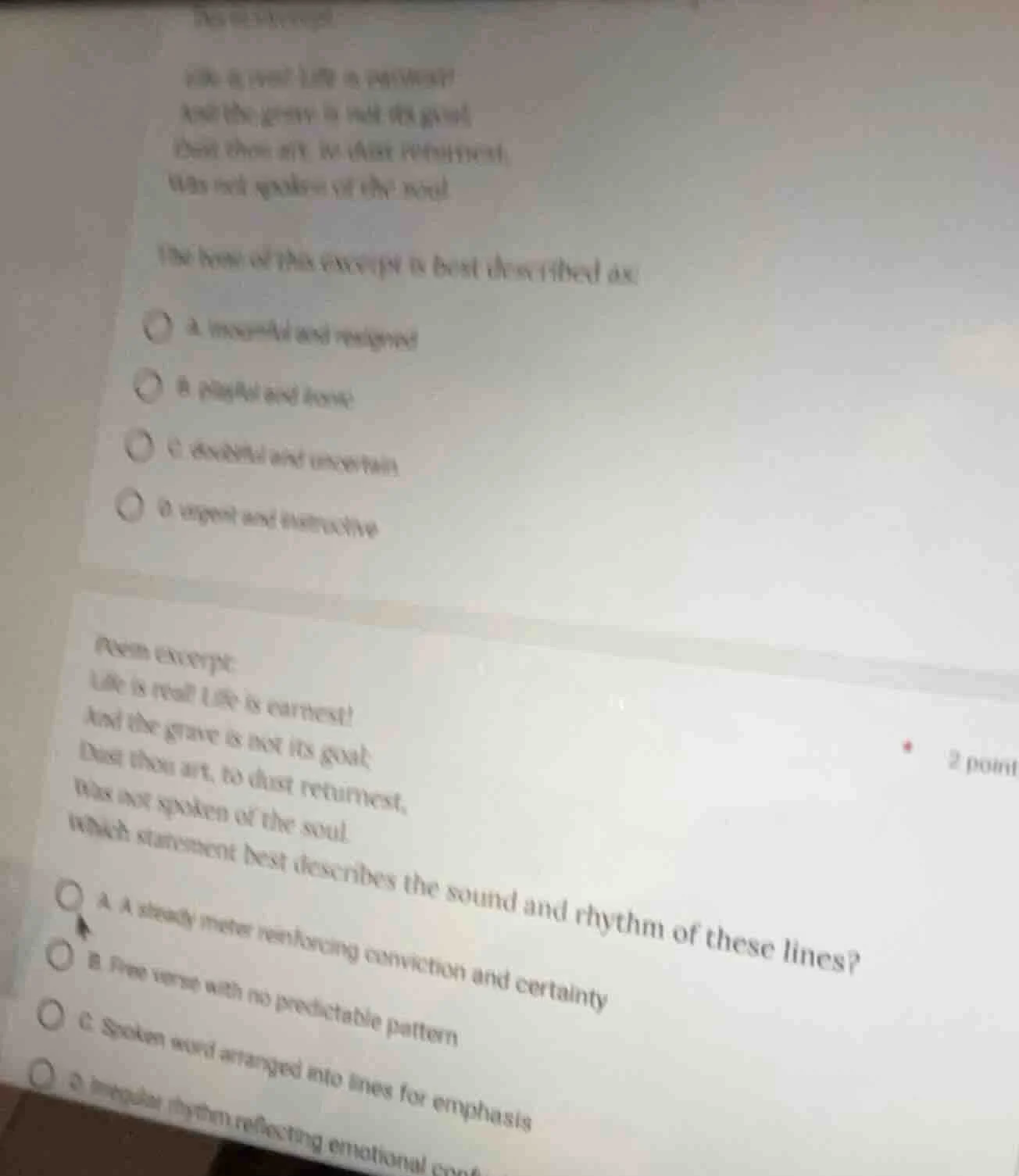 poem excerpt: life is real! life is earnest! and the grave is not its g…