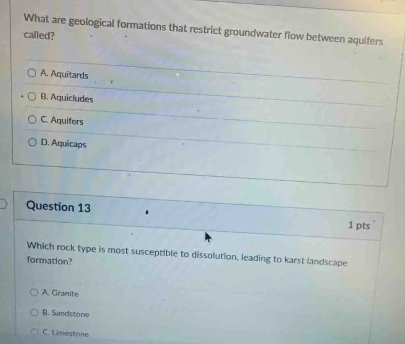 what are geological formations that restrict groundwater flow between a…