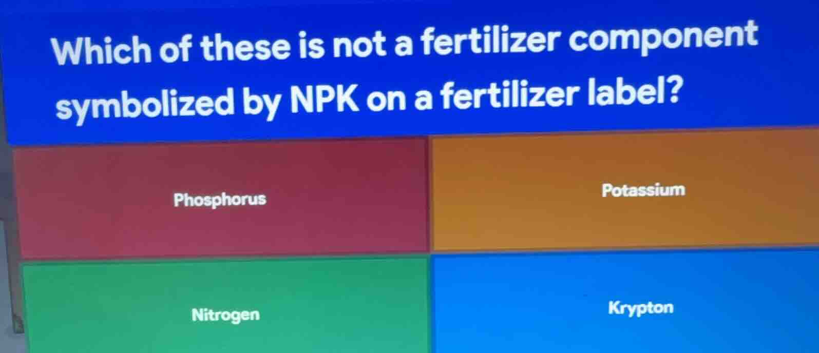 which of these is not a fertilizer component symbolized by npk on a fer…