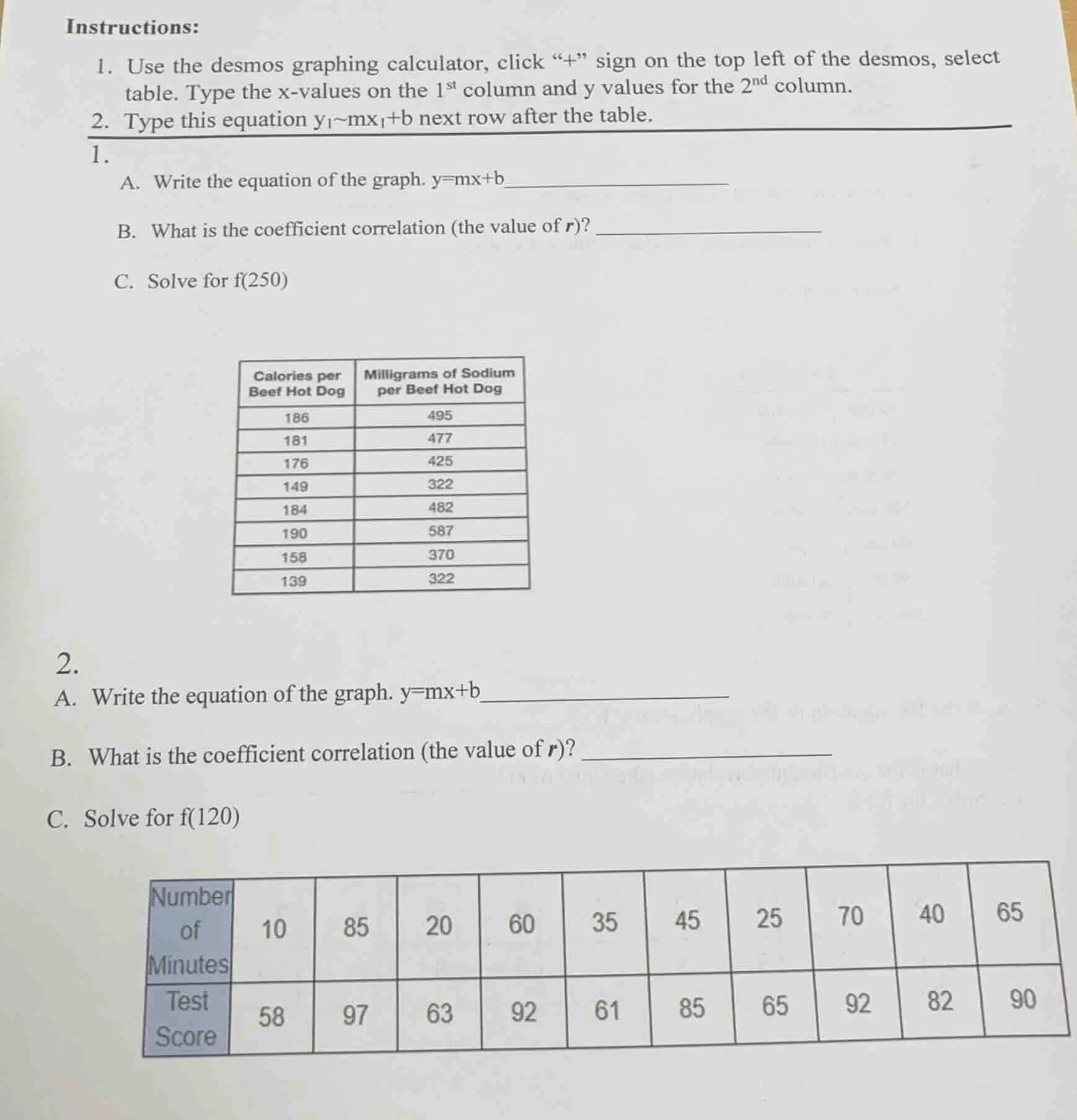 instructions: 1. use the desmos graphing calculator, click \+\ sign on …