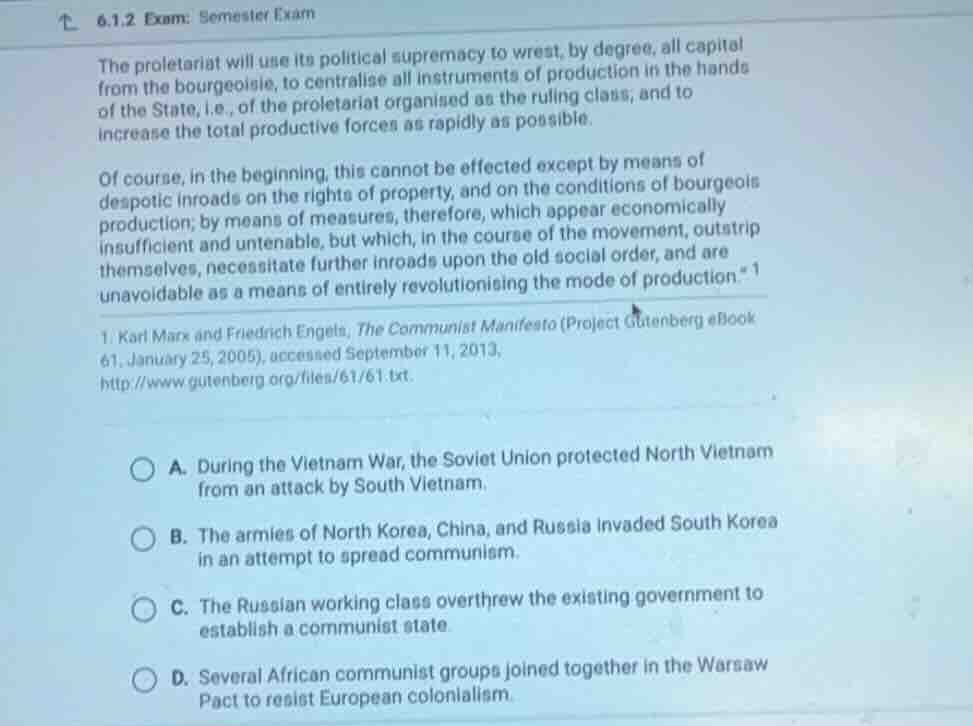 6.1.2 exam: semester exam the proletariat will use its political suprem…