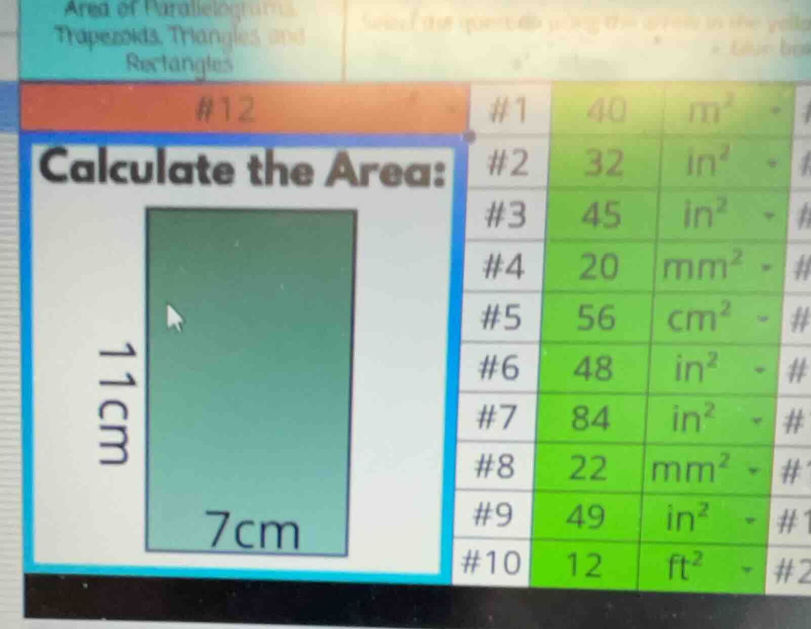 area of parallelograms, trapezoids, triangles and rectangles #12 calcul…