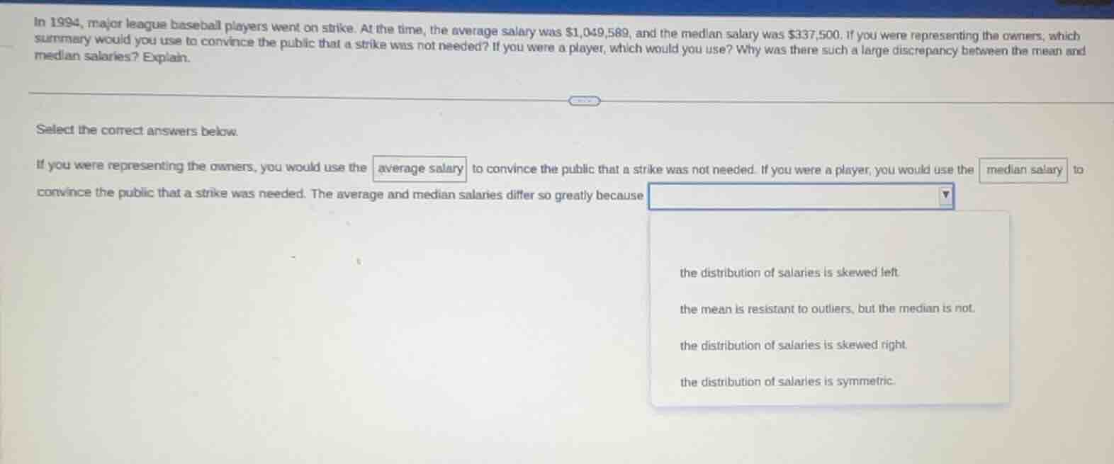 in 1994, major league baseball players went on strike. at the time, the…