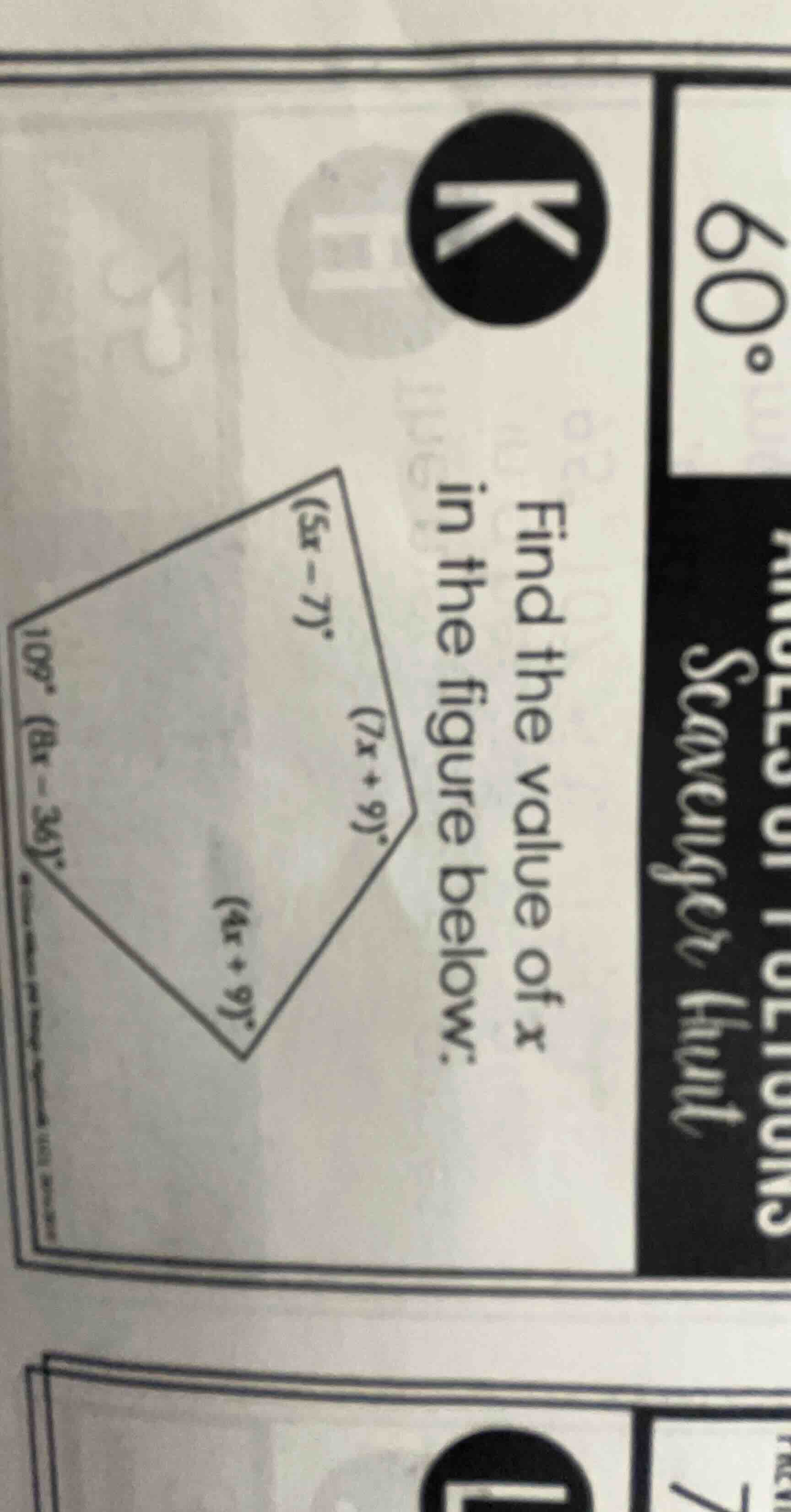find the value of ( x ) in the figure below.
