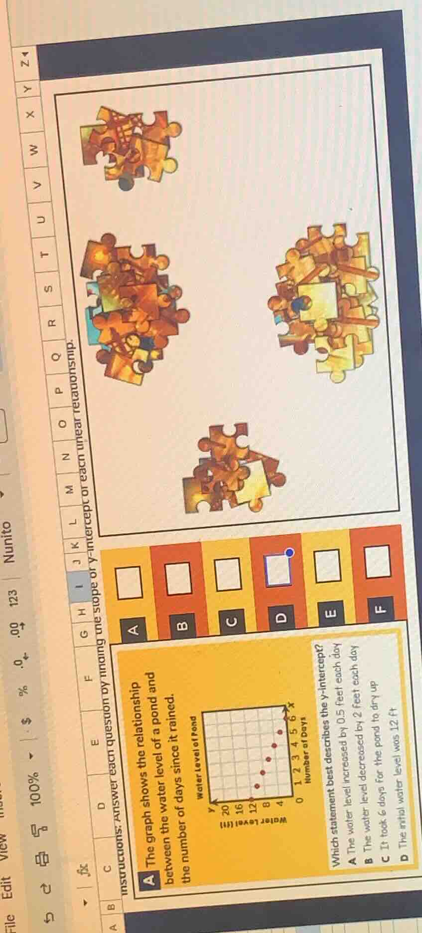 the graph shows the relationship between the water level of a pond and …