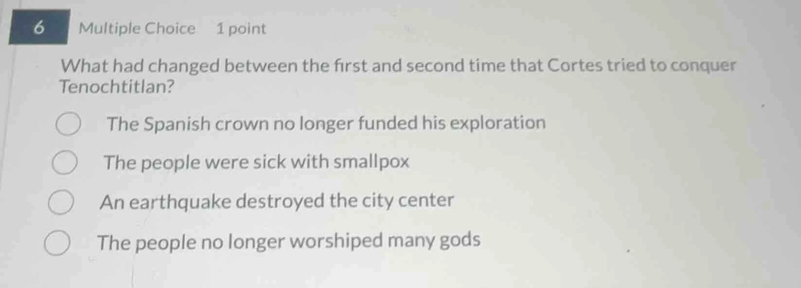 6 multiple choice 1 point what had changed between the first and second…