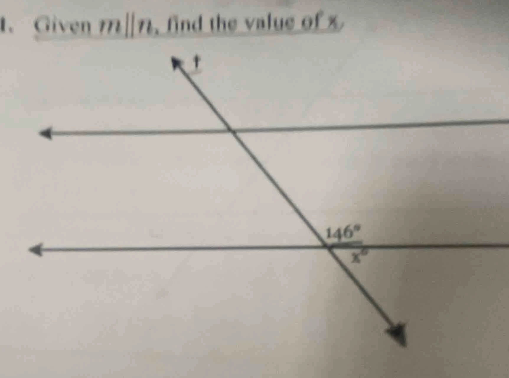1. given ( m parallel n ), find the value of ( x ).