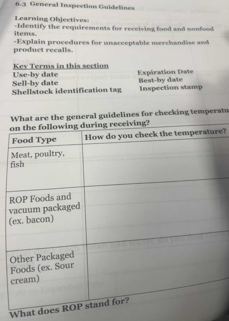 6.3 general inspection guidelines learning objectives: -identify the re…