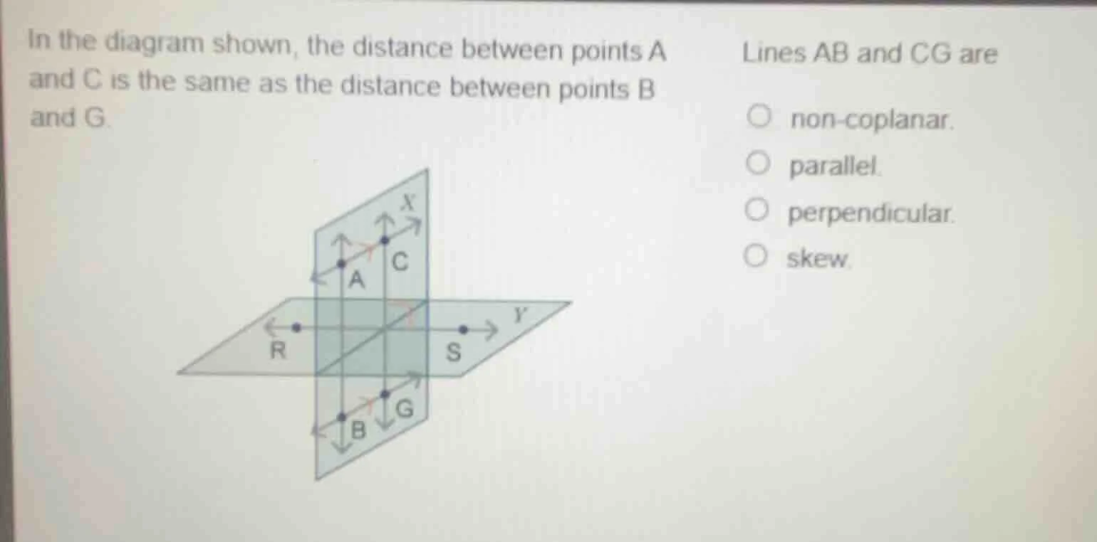 in the diagram shown, the distance between points a and c is the same a…