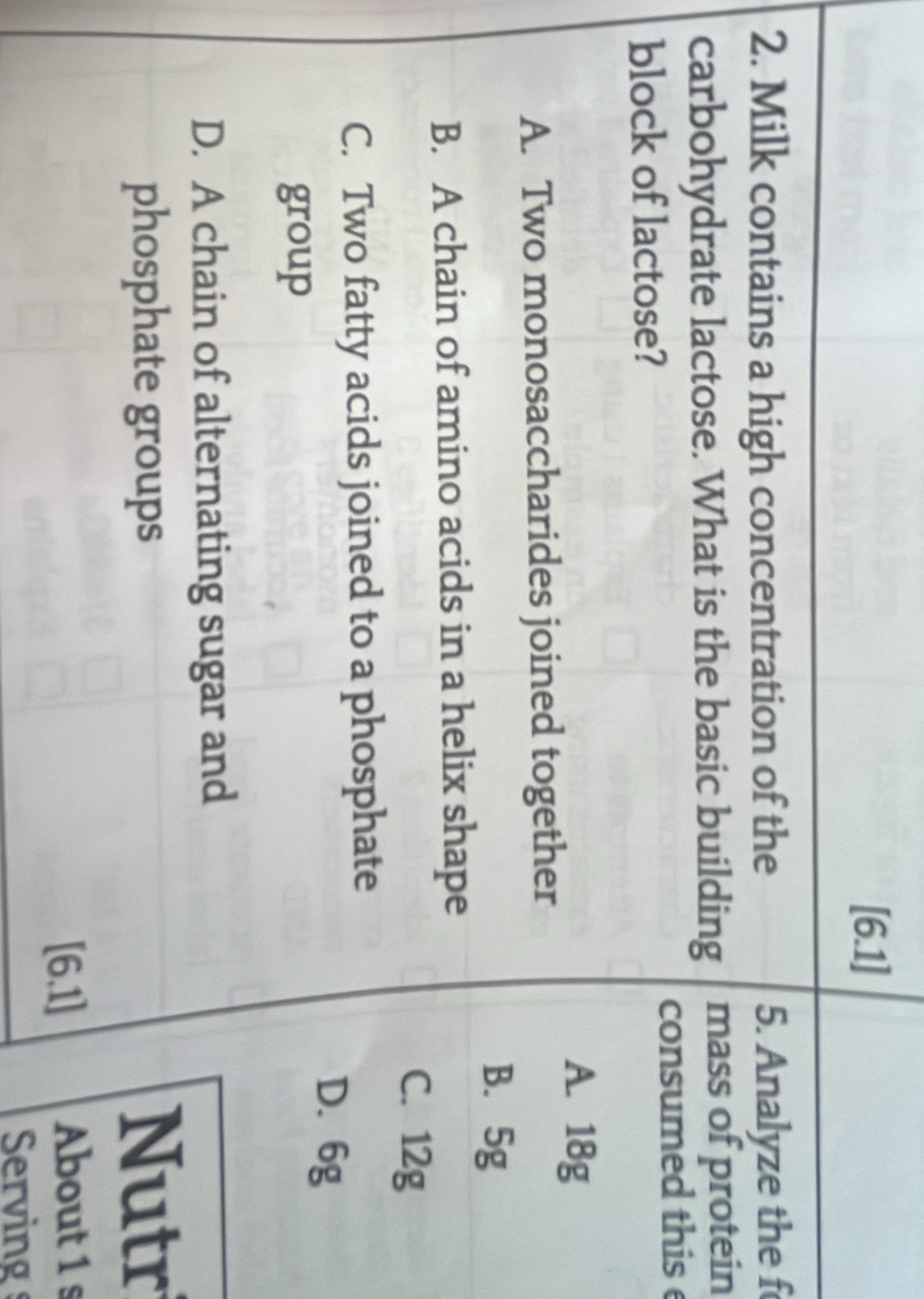 2. milk contains a high concentration of the carbohydrate lactose. what…