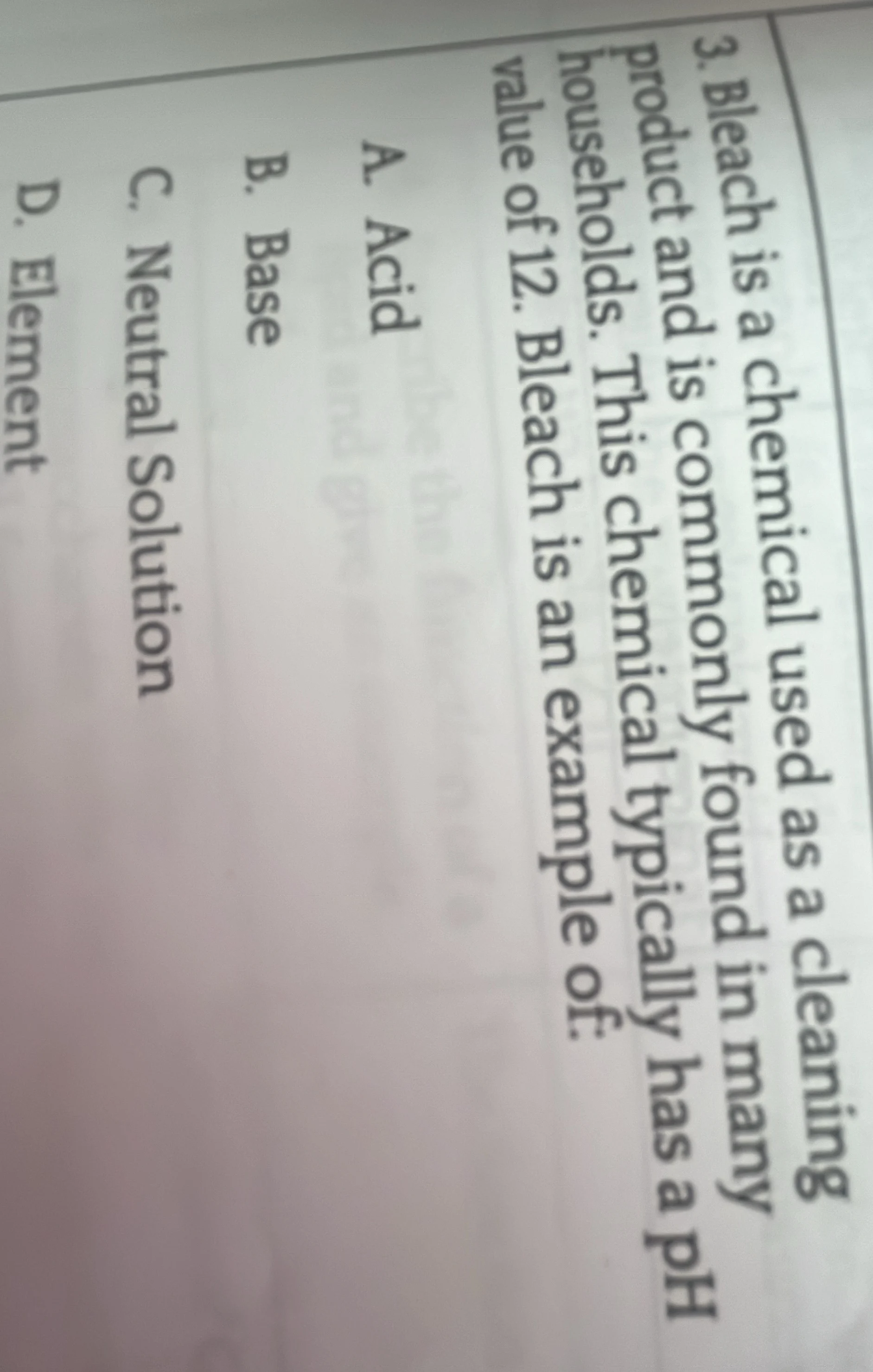 3. bleach is a chemical used as a cleaning product and is commonly foun…