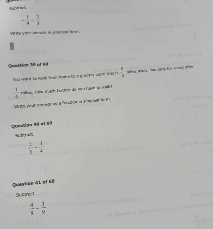 subtract. $\\boldsymbol{-\frac{1}{9} - \frac{2}{3}}$ write your answer …