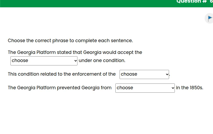 choose the correct phrase to complete each sentence. the georgia platfo…