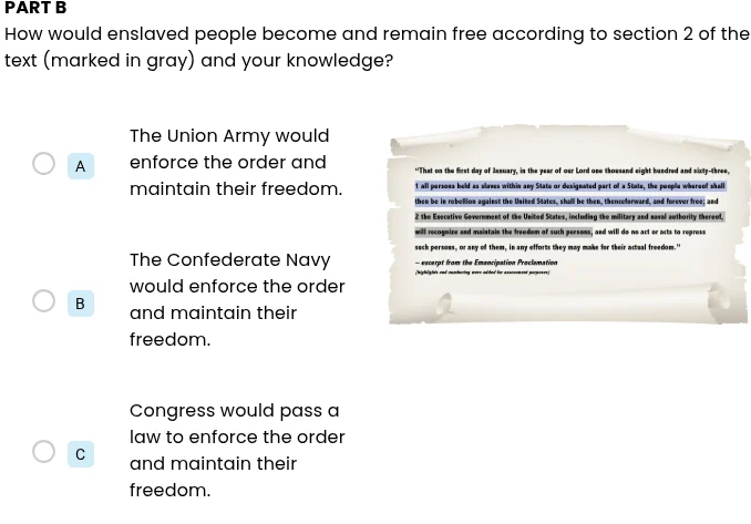 part b how would enslaved people become and remain free according to se…