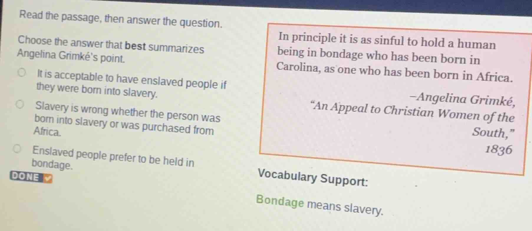 read the passage, then answer the question. choose the answer that best…