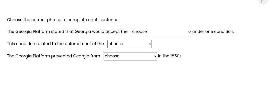 choose the correct phrase to complete each sentence. the georgia platfo…